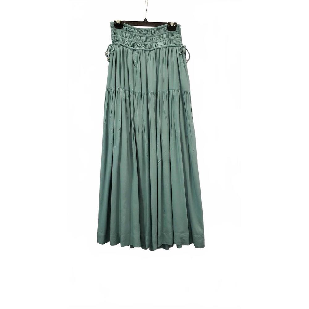 NEW ELAN women's midi skirt with smocked waistband in teal